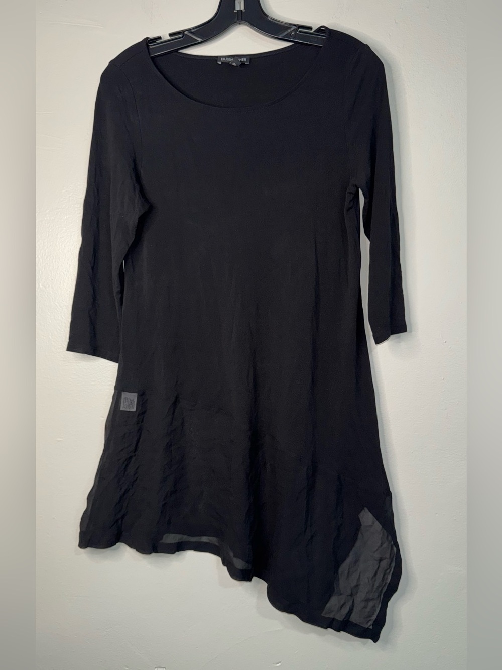 Eileen Fisher Black Tunic Top with Subtle Texture